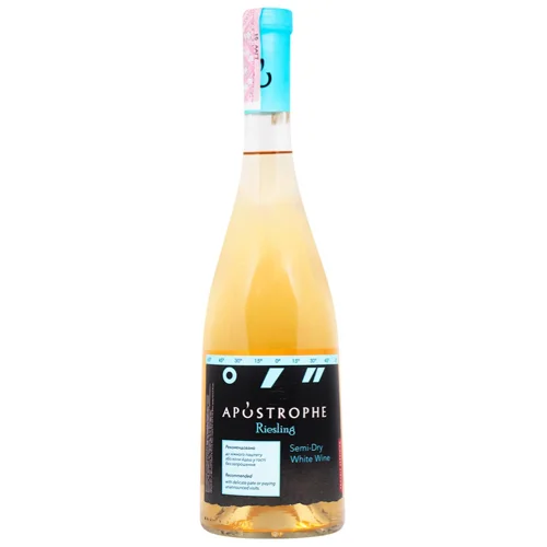 Вино Apostrophe Riesling біле напівсухе 9-13% 0,75л