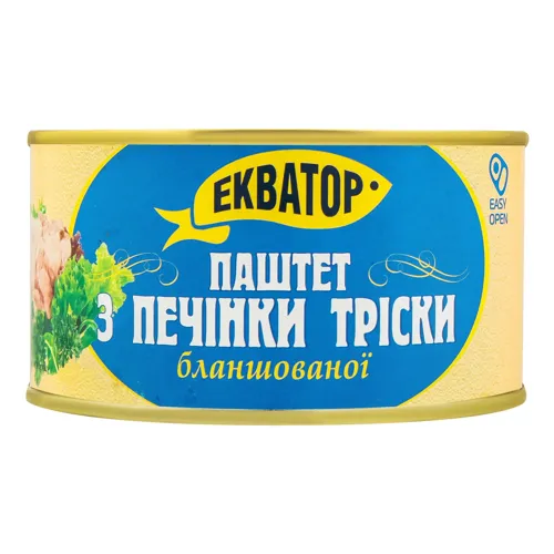Паштет з печінки тріски бланшованої Екватор з/б 190г