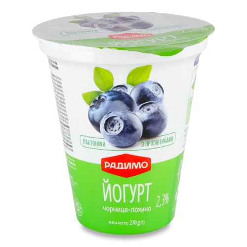 Йогурт Десертний Чорниця-Лохина Лактоімунізований ст, 2.3%, 270г