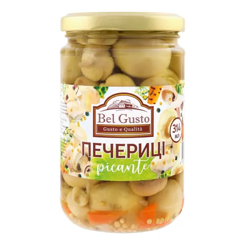 Шампіньйони мариновані цілі з овочами Bel Gusto с/б 314мл