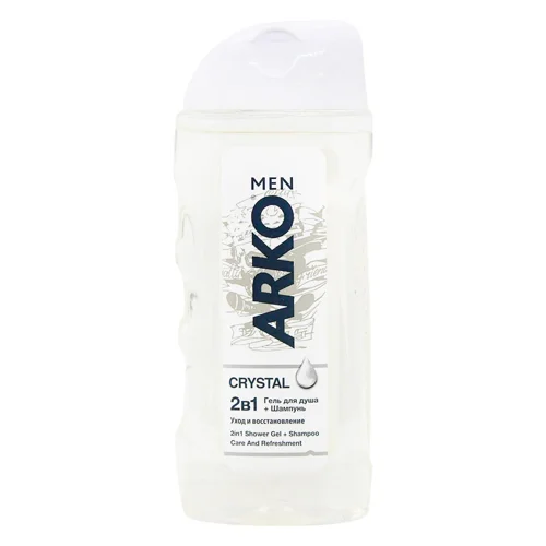 Гель для душу та шампунь Arko Crystal 2в1 Догляд та відновлення 260мл