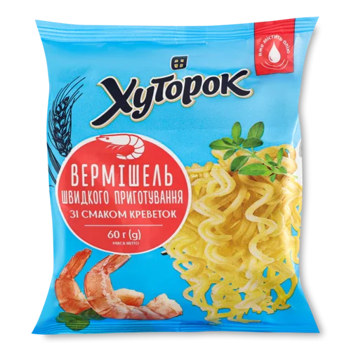 Вермішель Швидкого Приготування Зі Смаком Креветок, в/ґ, 60г