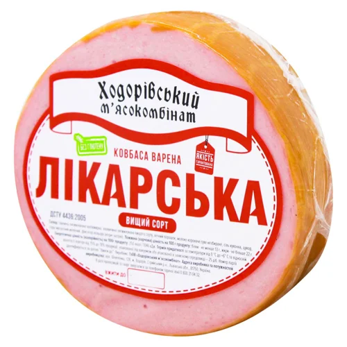 Ковбаса Ходорівський М'ясокомбінат Лікарська варена вищого сорту вагова