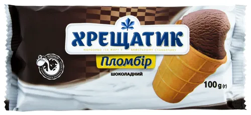 Морозиво 12% у вафельному стаканчику шоколадний пломбір Хрещатик м/у 100г