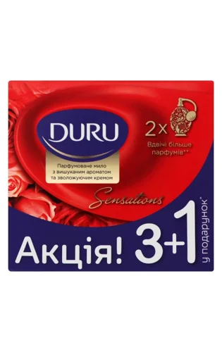Туалетне Мило Парфумоване З Зволожуючим Кремом Романтика Sensations Duru, 4х90г