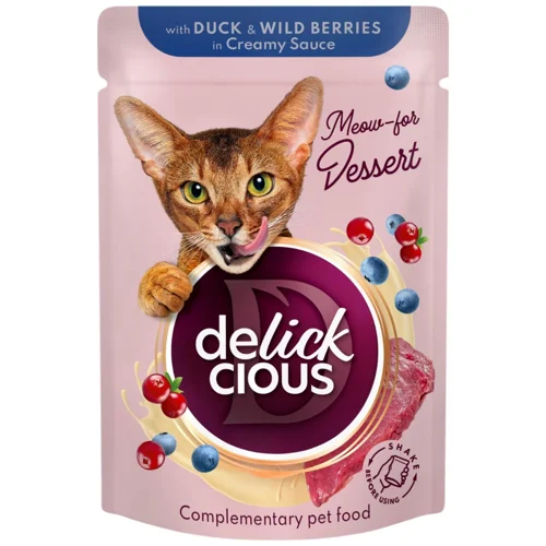 Корм вологий Delickcious Пластівці з качкою та лісовими ягодами для котів 80г