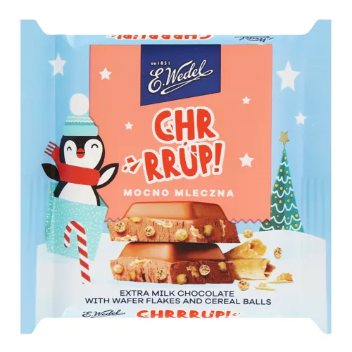 Шоколад молочний з вафлею та пластівцями Chr Rrup! E.Wedel м/у 38г