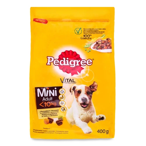 Корм Сухий Для Дорослих Собак З Куркою Та Овочами, Mini Pedigree, м/у 400г