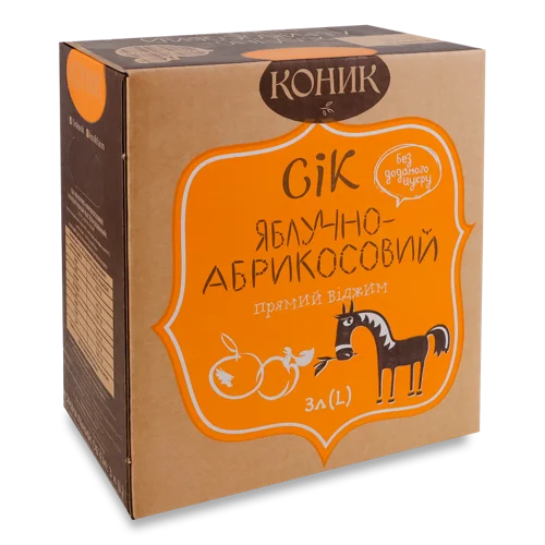 Сік Натуральний Неосвітлений Пастеризований Яблучно-Абрикосовий, к/у 3л