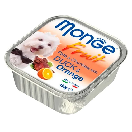 Корм вологий Monge Fruit з качкою та апельсином для собак 100г