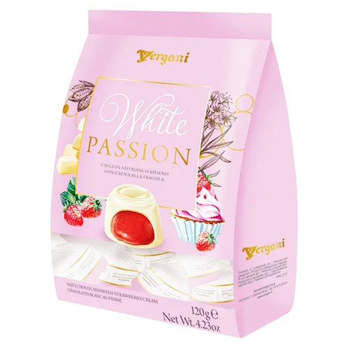 Цукерки Vergani з полуничним кремом в білому шоколаді 120г