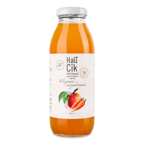 Сік Неосвітлений Пастеризований Яблучно-Морквяний, п/пл 300мл