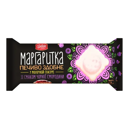 Печиво здобне у молочній глазурі зі смаком чорної смородини Маргаритка Delicia м/у 150г