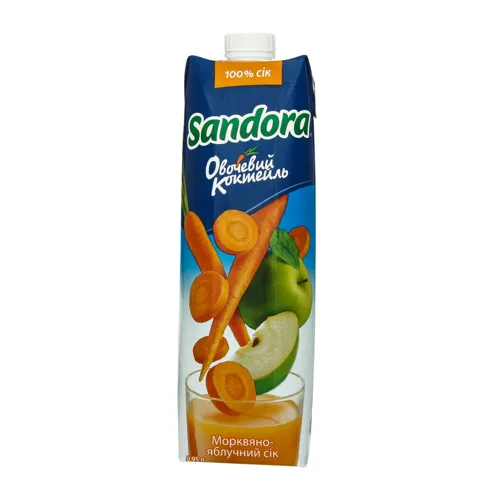 Сік морквяно-яблучний з м'якоттю Овочевий коктейль Sandora т/п 0.95л