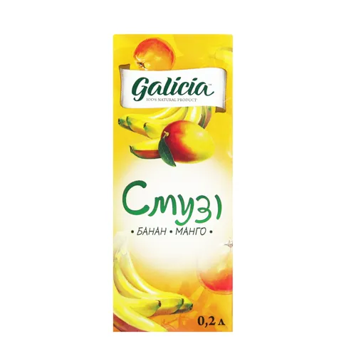 Смузі з суміші банана та манго Galicia т/п 0.2л