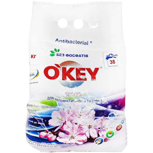 Пральний порошок O'Key Antibacterial Color Квітковий букет для автоматичного прання 3кг