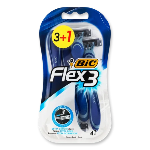 Бритва Flex 3 BiC 3+1шт, одноразова, з гелем