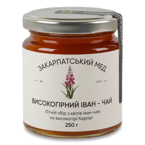 Мед Натуральний Закарпатський Високогірний Іван-чай, с/б 250г