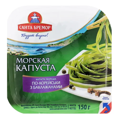 Капуста морська маринована по-корейськи з баклажанами Санта Бремор лоток 150г