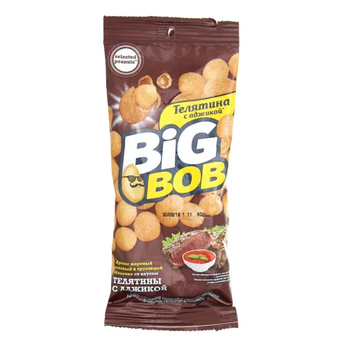 Арахіс смажений солоний в хрусткій оболонці зі смаком телятини з аджикою Big Bob м/у 60г
