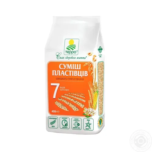 Суміш пластівців Терра 7 видів зернових швидкого приготування 400г