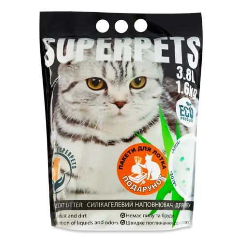 Наповнювач Для Котячого Туалету Силікагелевий Алое Superpets 1.6кг