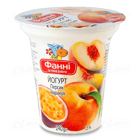 Йогурт Фанні Персик маракуя 1,5% ст, 240г