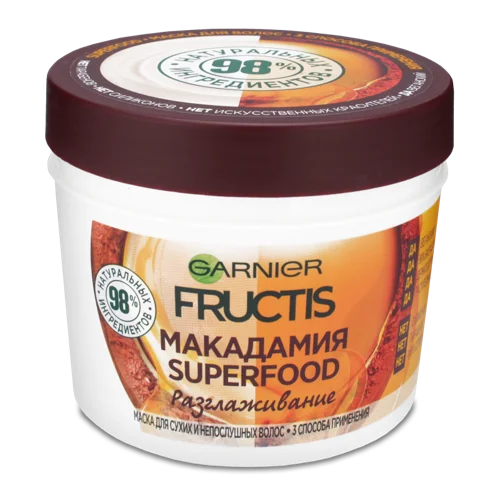 Маска для Волосся Fructis Маска Макадамія Суперфуд, Розгладжувальна, для сухого та неслухняного волосся, 390 мл