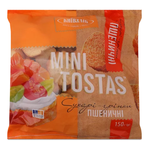 Сухарі-Грінки Пшеничні Вищого Ґатунку Mini Tostas Київхліб, 150г