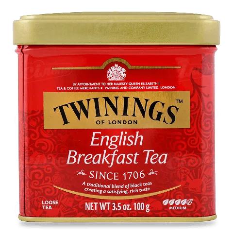 Чай чорний Twinings English Breakfast у скляній банці, 100г