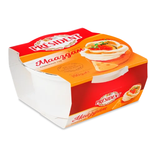 Сир Плавлений 45% з Сиром Маасдам President, В/ґ, 150г
