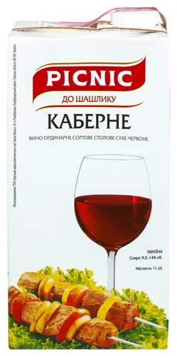 Вино червоне сухе Каберне Picnic 1л 9.5-14%