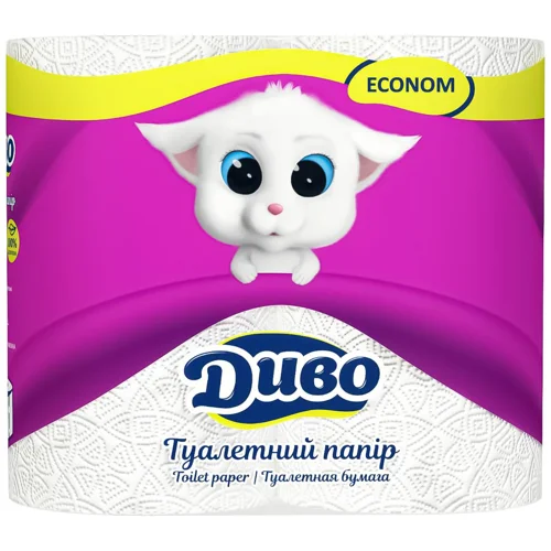 Туалетний папір Диво Економ білий 2-шаровий 4шт
