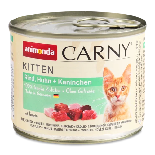 Корм Консервований Для Кошенят З Яловичиною, Куркою Та Кроликом Carny Animonda, з/б 200г