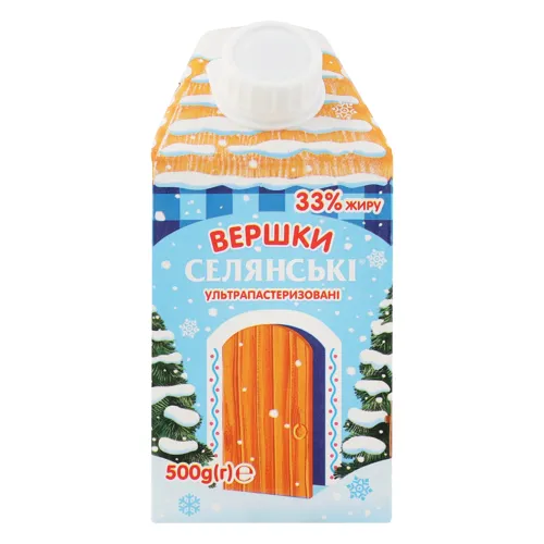 Вершки 33% ультрапастеризовані Селянські 500г