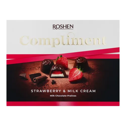Цукерки шоколадні з полунично-молочною начинкою Compliment Roshen