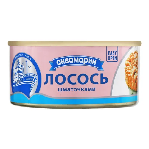 Лосось шматочками натуральний Атлантичний Аквамарин з/б 185г