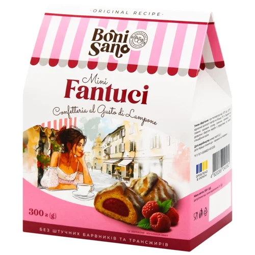 Печиво Bonisano "Fantuci" зі смаком "Малини" 300г
