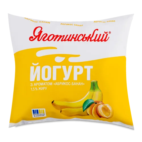 Йогурт 1.5% Абрикос-банан Яготинський натуральний, в/ґ, 400г