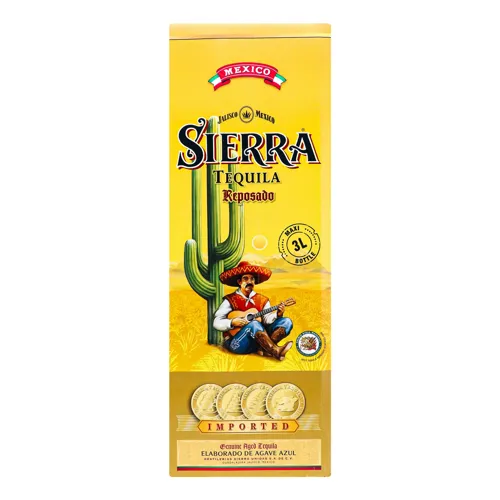 Текіла 3л 38% Reposado Sierra картонна упаковка