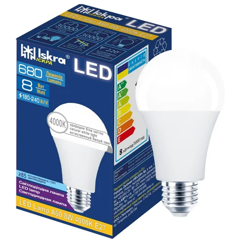 Лампа Iskra LED 8W E27 A60