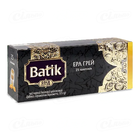 Чай чорний Batik Gold Ерл Грей з аромат бергамота, 25*2г