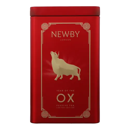 Чай чорний байховий крупнолистовий Year of the Ox Newby з залізною банкою 125г