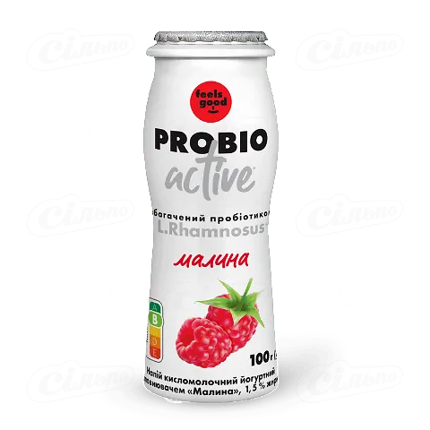 Напій йогуртовий «Feels good Probio Active» малина 1,5%, 100г