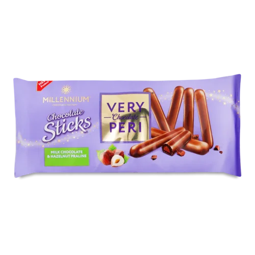 Вафельні Трубочки Злакові В Молочному Шоколаді З Начинкою Праліне, 80г