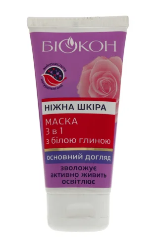 Маска Ніжна Шкіра 3в1 з Білою Глиною Біокон, в/ґ, 75мл