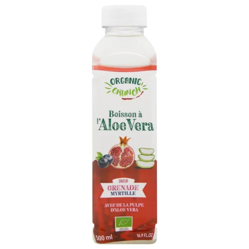 Напій негазований Organic Crunch з алое вера з ароматом гранату та лохини органічний 0,5л
