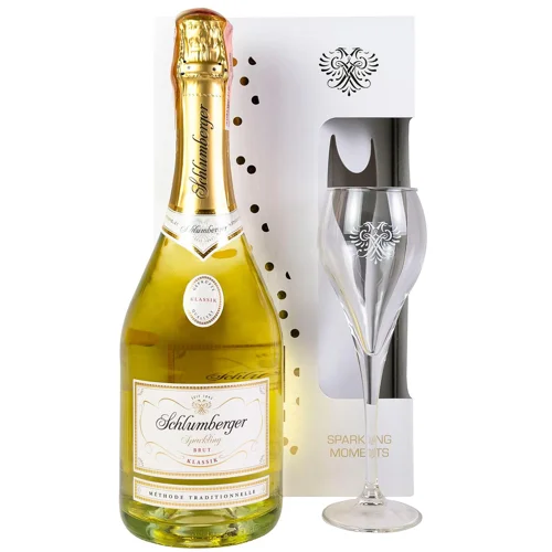 Набір Вино ігристе Schlumberger Klassik 12% 0,75л + бокал