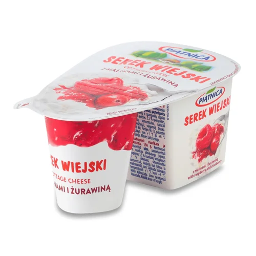 Сир кисломолочний Piatnica зернистий малина-журавлина 4% 150г
