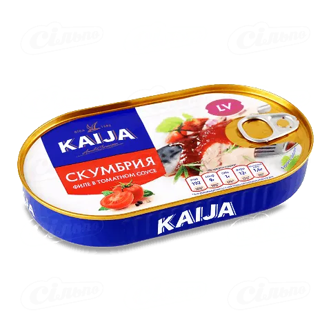 Скумбрія KAIJA філе у томатному соусі без добавок А*, 170г
